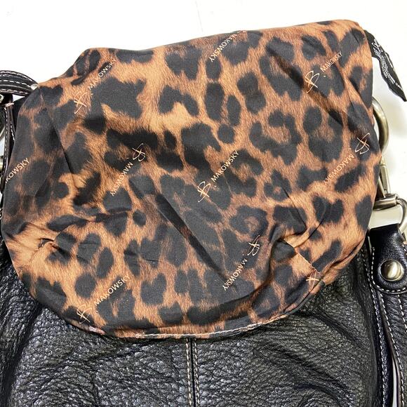 B Makowsky Black Leather Crossbody Silver Tone Hardware - Picture 8 of 10